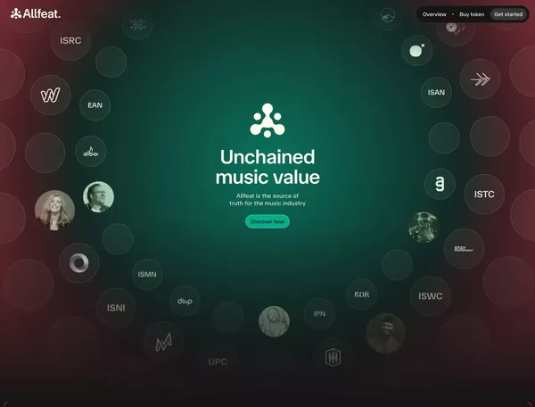 Allfeat | Unchained music value - Landing design inspiration