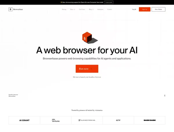 Browserbase: A web browser for AI agents & applications - Landing design inspiration