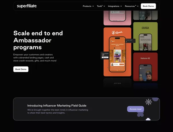 Superfiliate | Scale end to end influencer, affiliate and referral programs - Landing design inspiration