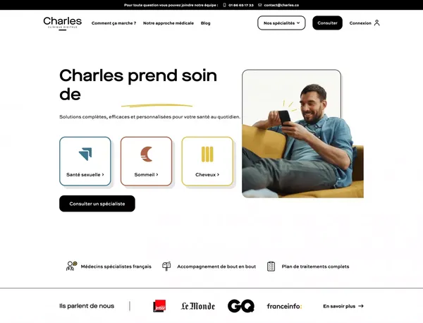 Consultez un médecin, Commandez un traitement | Charles - Landing design inspiration