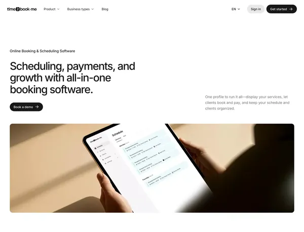 Online Appointment Scheduling Software — time2book·me - Landing design inspiration