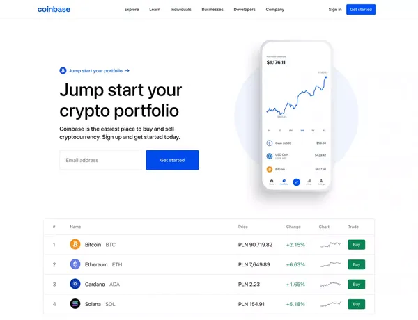 Coinbase - Landing design inspiration