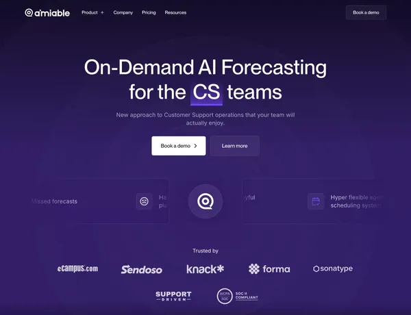 Aimiable | AI driven Customer Support Operating System - Landing design inspiration
