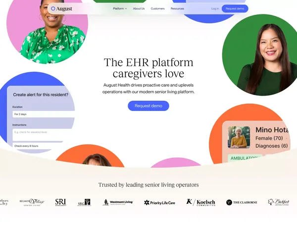 August Health - The EHR platform caregivers love - Landing design inspiration