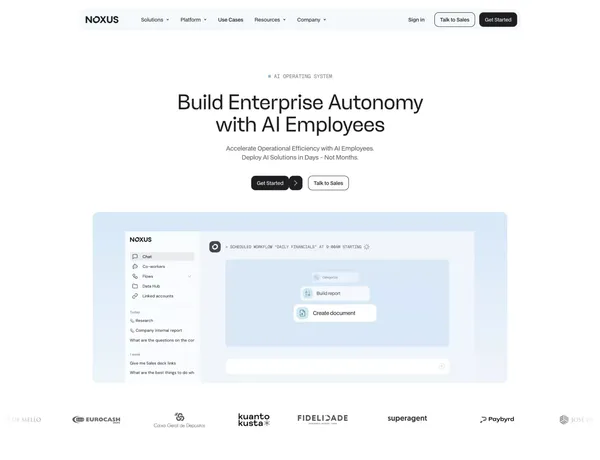 Noxus - Build Enterprise Autonomy with AI Employees - Landing design inspiration