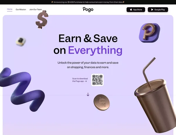 Pogo: Earn & Save on Everything - Landing design inspiration