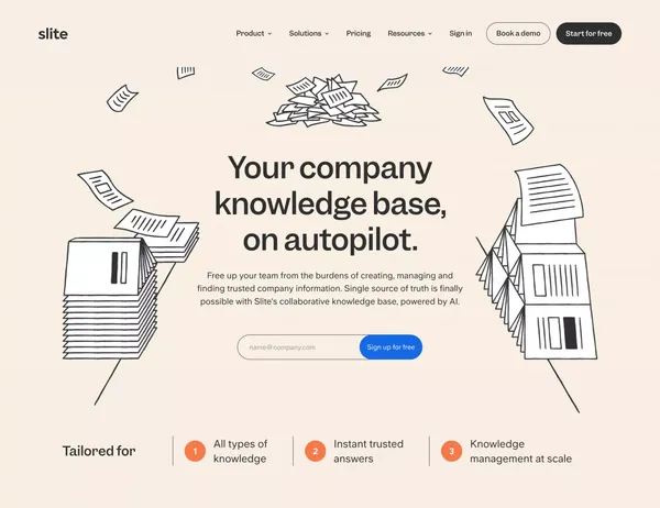 Slite - AI-powered knowledge base - Landing design inspiration