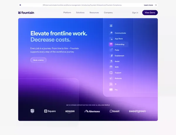 Fountain - Your Frontline Workforce Management Platform - Landing design inspiration