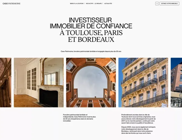 Caso Patrimoine - Foncière familiale & engagée à Toulouse, Paris, et Bordeaux - Landing design inspiration