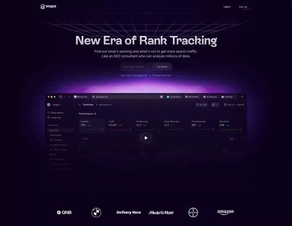 Wope: The New Era Of Rank Tracking - Landing design inspiration