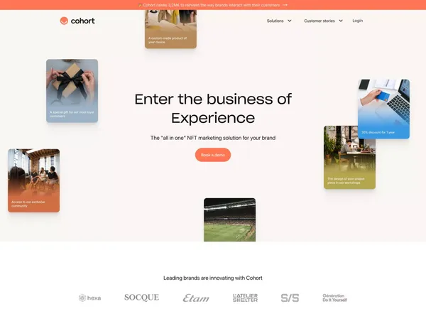 Cohort – Join the new era of digital engagement, powered by NFTs - Landing design inspiration