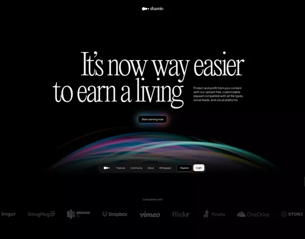 Shareio | Content sharing solution for creators - Landing design inspiration