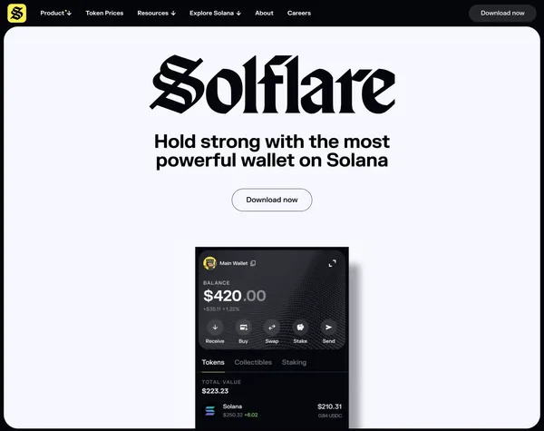 Manage your Solflare wallet with ease | Solflare - Landing design inspiration