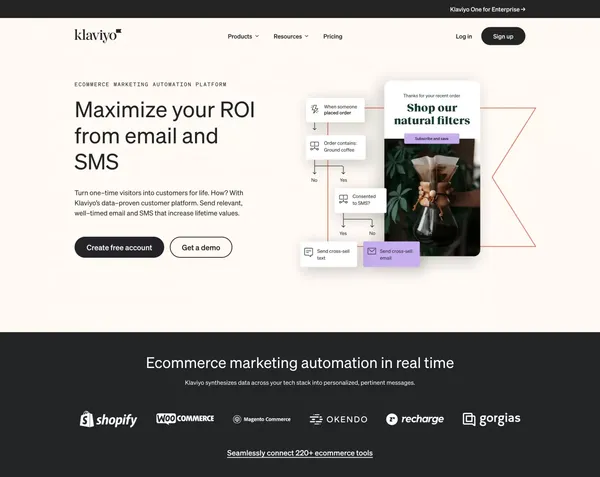 Klaviyo: Marketing Automation Platform for Email & SMS - Landing design inspiration