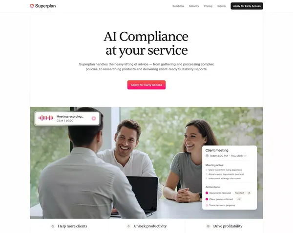 Superplan | AI Paraplanner at your service - Landing design inspiration
