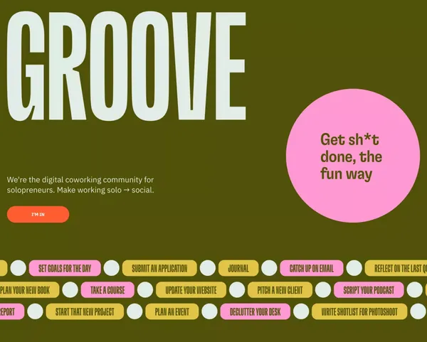 Groove | Digital coworking for solopreneurs - Landing design inspiration