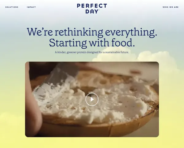 Sustainable Animal-Free Dairy & Protein - Perfect Day - Landing design inspiration