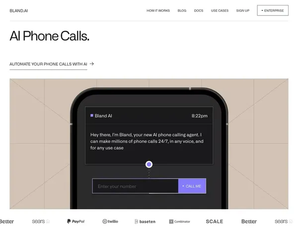 Bland AI | Automate Phone Calls with Conversational AI for Enterprises - Landing design inspiration