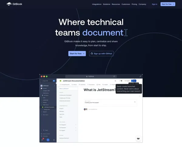 GitBook - Where technical teams document. - Landing design inspiration