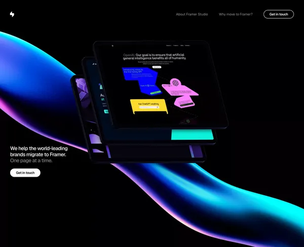 Big sites move with Framer Studio - Landing design inspiration