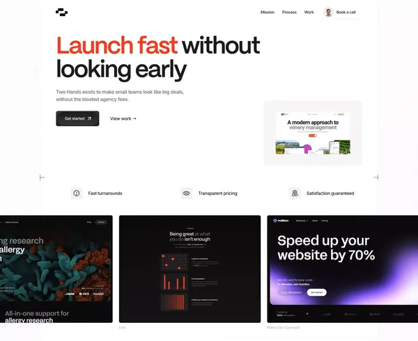 Two Hands | Webflow Design & Development Studio - Landing design inspiration