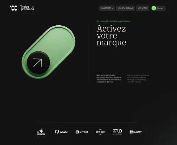 Treize grammes - Agence de Branding - Landing design inspiration