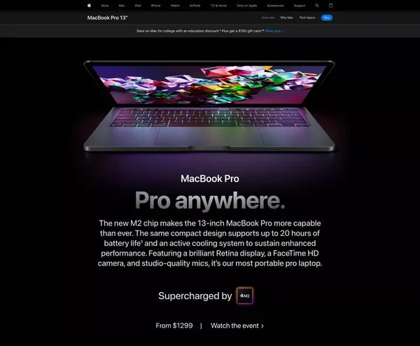 MacBook Pro 13-inch - Apple - Landing design inspiration