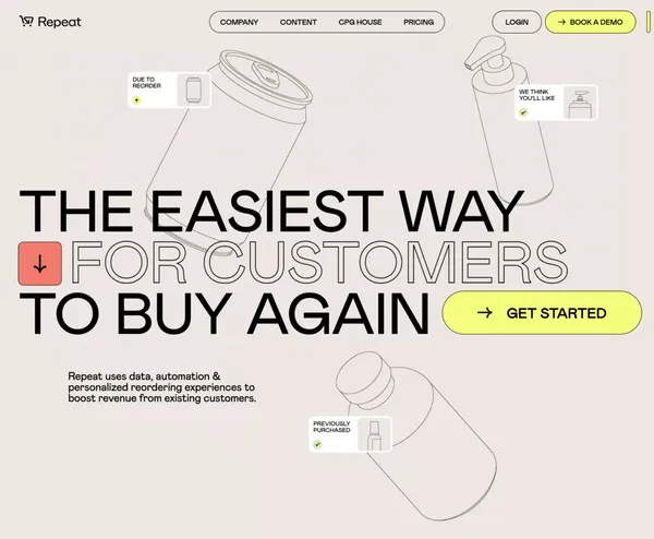 Repeat | The end to end reordering experience for CPG Brands on Shopify - Landing design inspiration