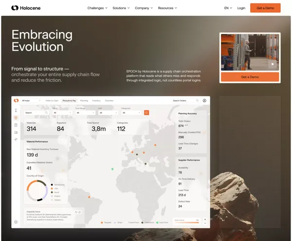 Supply Chain Intelligence Software | Real-Time Clarity By Holocene - Landing design inspiration