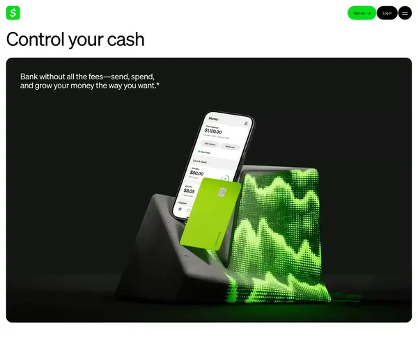 Send, Receive, Invest, & Manage Your Money with Cash App - Landing design inspiration
