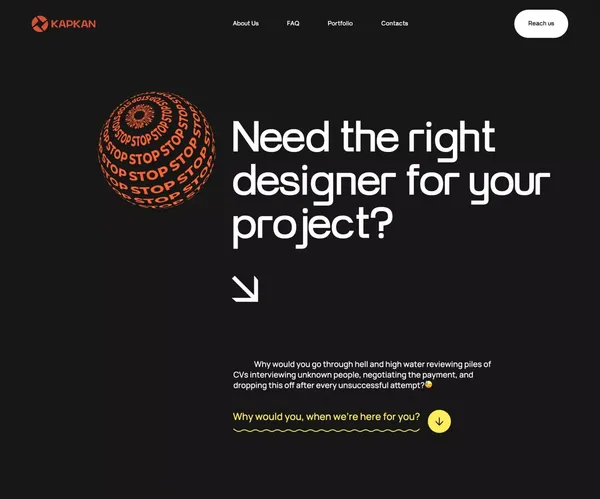 Kapkan.Agency — Need the right designer for your project? - Landing design inspiration
