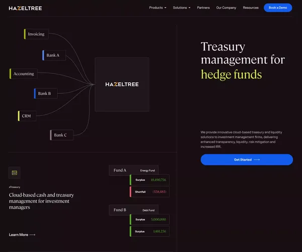 Hazeltree | Treasury and Liquidity Management Software - Landing design inspiration