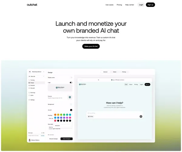 Outchat | Create Your Branded AI Chat - Landing design inspiration