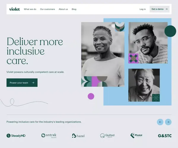 Deliver more inclusive care. | Violet - Landing design inspiration