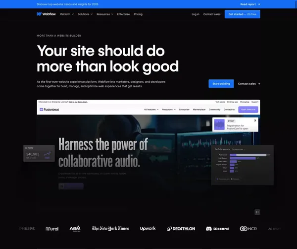 Webflow: Create a custom website | Visual website builder - Landing design inspiration