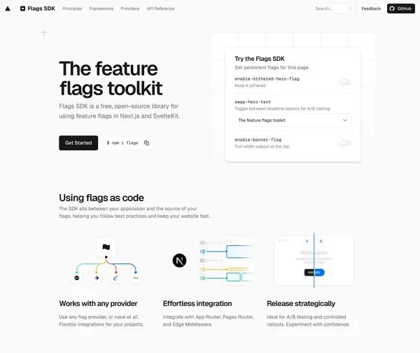 Flags SDK - Landing design inspiration