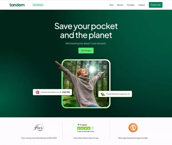 Tandem Bank | Start Banking For A Greener Future - Landing design inspiration