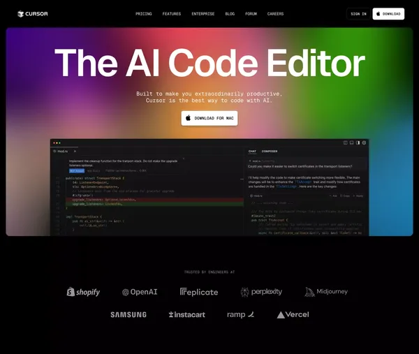 Cursor - The AI Code Editor - Landing design inspiration
