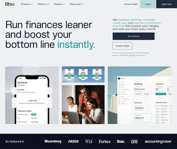 Rho | Business finances made frictionless. - Landing design inspiration