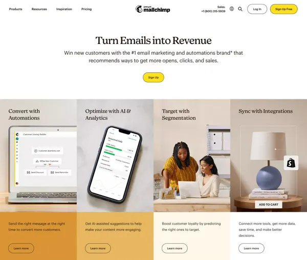 Integrierte All-in-one-Marketingplattform für kleine Unternehmen | Mailchimp - Landing design inspiration