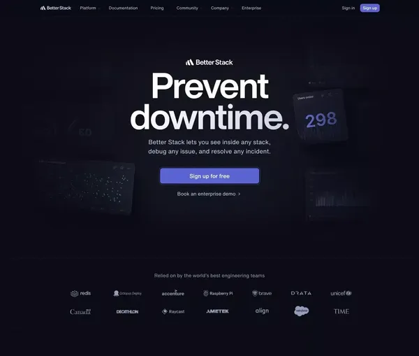 Better Stack: Spot, Resolve, and Prevent Downtime. - Landing design inspiration