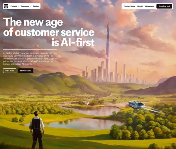 Intercom: The complete AI-first customer service solution - Landing design inspiration