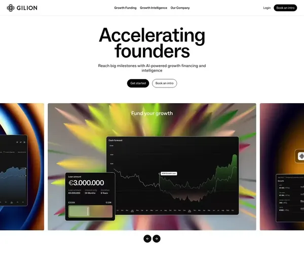 Gilion: Startup Funding, Growth Financing, and Analytics - Landing design inspiration