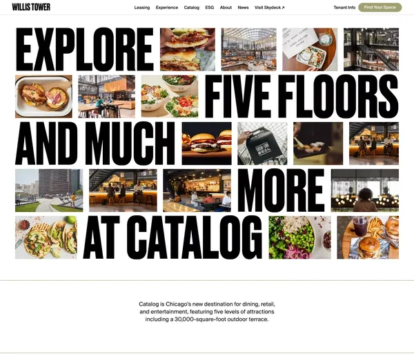 Catalog Dining and Shopping - Willis Tower - Landing design inspiration