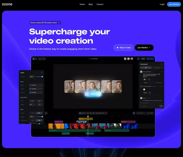 Ozone - Create Videos Faster with AI. - Landing design inspiration