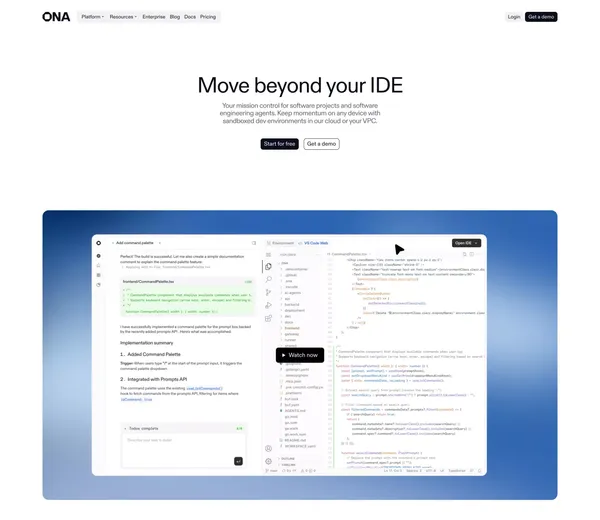 Ona (formerly Gitpod) | AI software engineers - Landing design inspiration