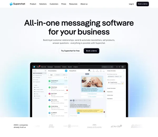 The messaging solution for your business | Superchat - Landing design inspiration