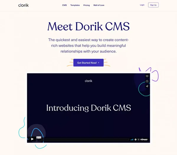 Simple, affordable, and flexible white-label CMS platform - Dorik - Landing design inspiration