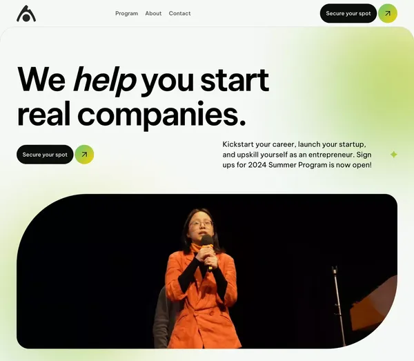 MLV Ignite | High School Entrepreneurship Program - Landing design inspiration