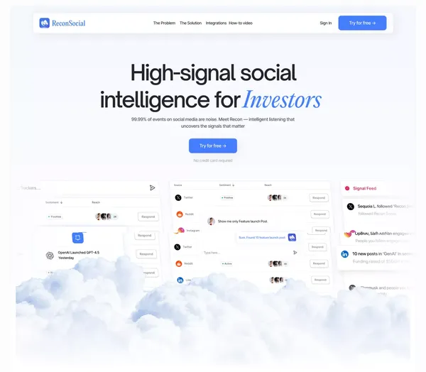 Recon Social - Landing design inspiration